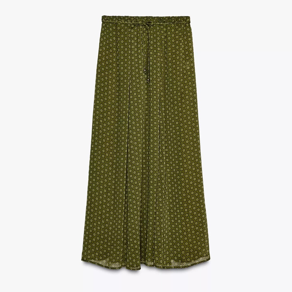 Zara Green Patterned Women's Skirt